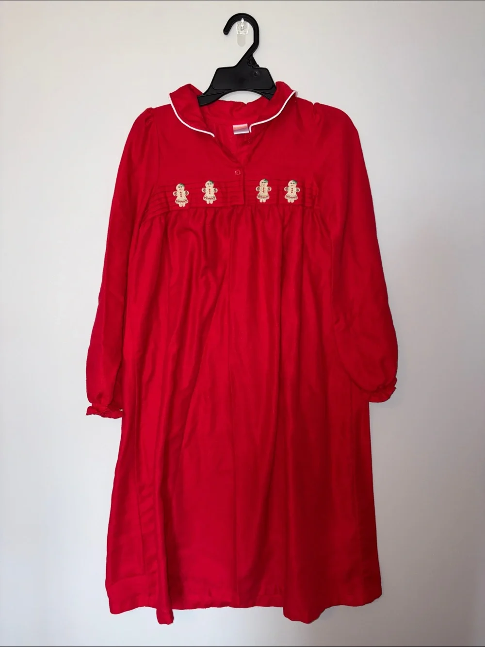Vintage Gymboree Red Girls' Holiday Gown with Gingerbread Embroidery Youth Large
